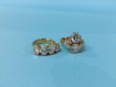 Two gold dress rings, stamped ‘916’, total weight 22.7g