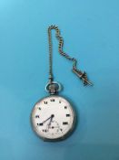 A silver pocket watch and Albert