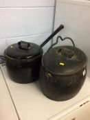 A cast iron pot etc.