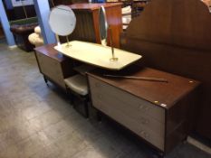 A G Plan E. Gomme double dressing chest, with floating shelf and stool
