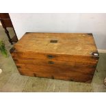 A brass bound camphor wood trunk, 104cm