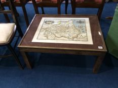 A map topped coffee table