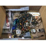 A quantity of costume jewellery and wristwatches etc.