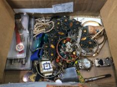 A quantity of costume jewellery and wristwatches etc.
