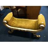 A velvet upholstered stool, 118cm width, 60cm length, 50cm deep