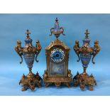 A reproduction clock and garniture