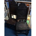 Two antique oak chairs