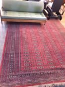 A red ground carpet square, approx. 100" wide