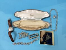 A quantity of silver costume jewellery. And a gents watch etc.