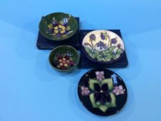 Four Moorcroft bowls/dishes