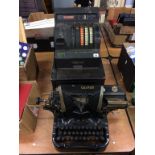 The Oliver typewriter and a till