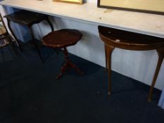 An Italian occasional table, walnut half moon table and one other