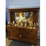 An oak Arts and Crafts mirror back sideboard, 183cm wide x 192cm high