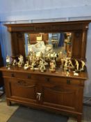 An oak Arts and Crafts mirror back sideboard, 183cm wide x 192cm high