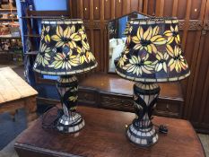 Two Tiffany style table lamps with shades, 66cm Height