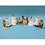 Seven various figures, Royal Doulton and Beswick