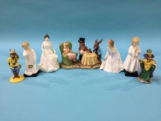 Seven various figures, Royal Doulton and Beswick