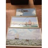 J Maurice Hoskins, two watercolours, seascapes, and one other