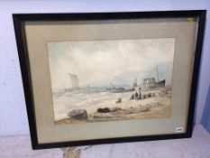 Watercolour, Dudley Hardy, Stormy seascape, 75cm x 58cm