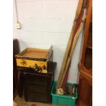 Assorted fishing equipment and a music system etc.