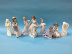 Eight various figures, six Nao and two Royal Worcester (8)