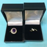 Two 9ct gold diamond rings, 6g