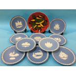 Ten Wedgwood plates and a Poole bowl