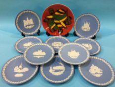 Ten Wedgwood plates and a Poole bowl