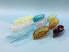 A collection of nine North East pressed glass boats