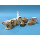 Miniature Royal Worcester tygs, baskets and a candle snuffer (7)