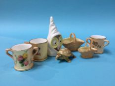 Miniature Royal Worcester tygs, baskets and a candle snuffer (7)