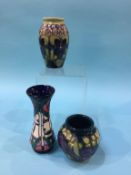 Three Moorcroft vases