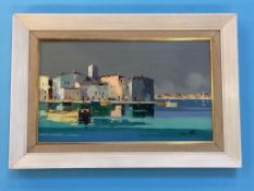 Oil on canvas, 'Rapallo Italian Riviera', signed, D'Oyly - John Size 29cm x49cm