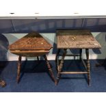 Two carved oak occasional tables