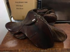A leather saddle