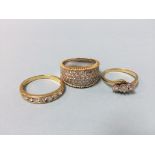 Three 18ct gold rings, 19g