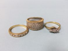 Three 18ct gold rings, 19g