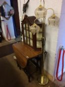 A small display cabinet and an oak barley twist gateleg table (no lamp in this lot)