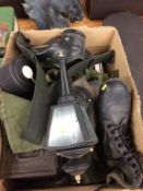 Gas masks, Army boots etc.