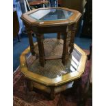 Two octagonal glass inset tables