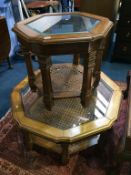 Two octagonal glass inset tables