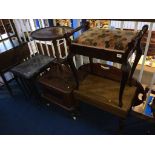 A nest of tables, piano stool and two commodes etc.