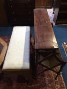 A duet stool and a reproduction mahogany book stand