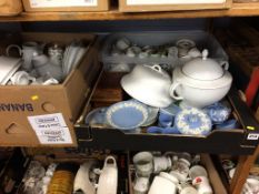 Three trays of china, to include Wedgwood etc.