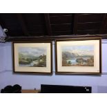 W. Reeves, pair, watercolour, Views of the Lake District, 36 x 53cm