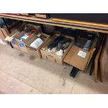 Four boxes of assorted china, picture plate, prints and picture and a quantity of train track