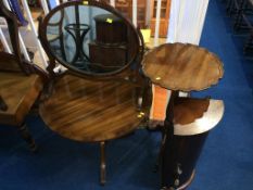 Dressing table mirror, a gilt mirror, two occasional tables and a small corner cabinet