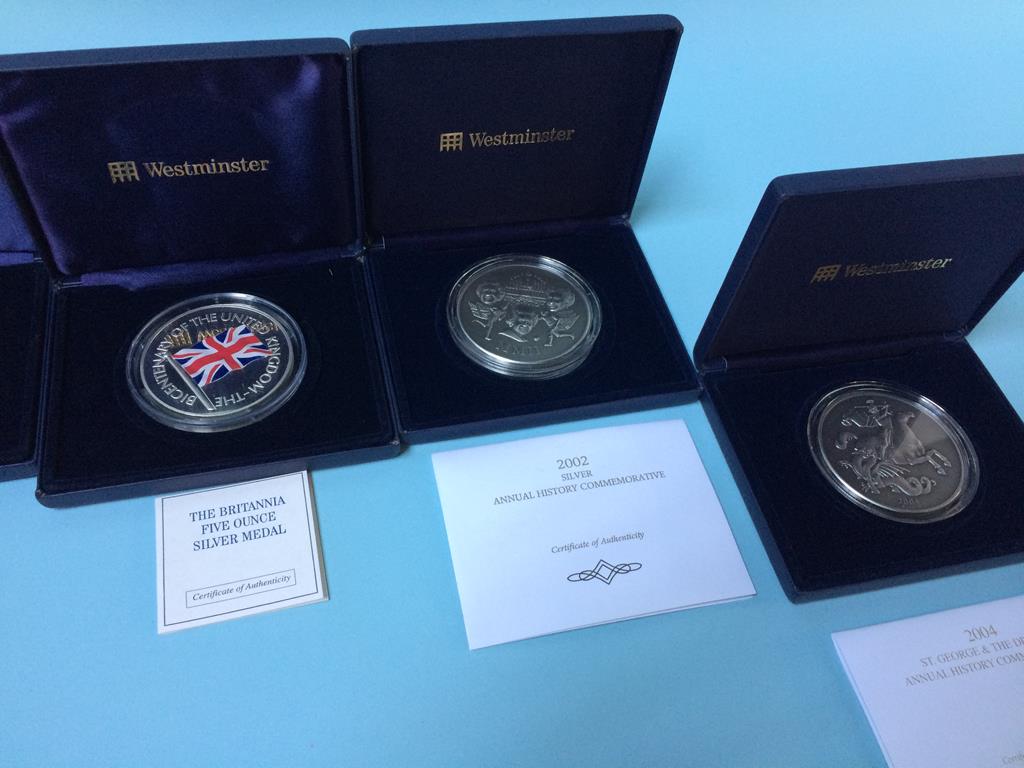 Five Westminster Silver Proof Commemorative coins, each weighing 5oz - Image 3 of 3