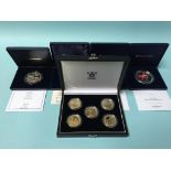 A Royal Mint 2006 Britannia Golden Silhouette Collection, to include five £2 coins, each 1oz and