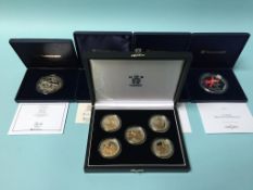 A Royal Mint 2006 Britannia Golden Silhouette Collection, to include five £2 coins, each 1oz and